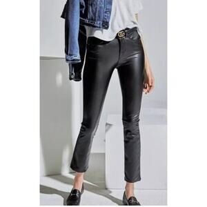 McGuire Black Gainsburg Cropped Bootcut Vegan Leather Pants Women's 26